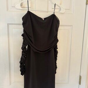 A'GACI Black Mesh Off-the-Shoulder Dress - Size 6 - Chic and Flirty